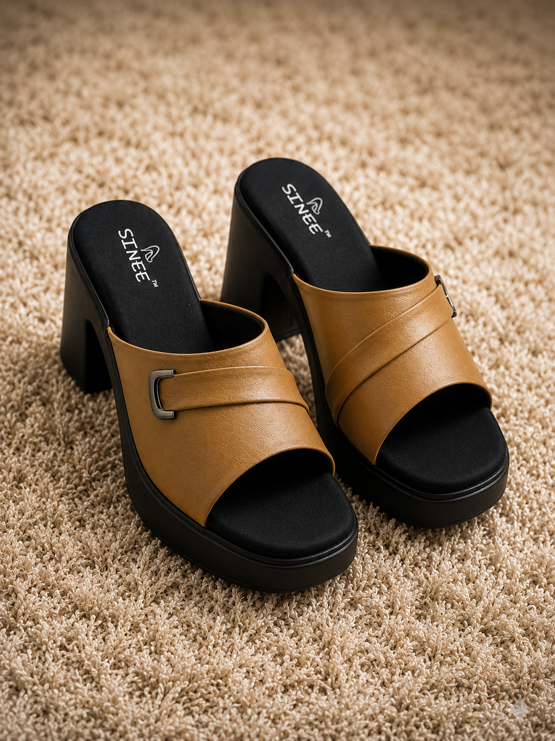 Women's Open Toe Block Heel Platform Slippers | Cushioned Comfort Slip-On Mules