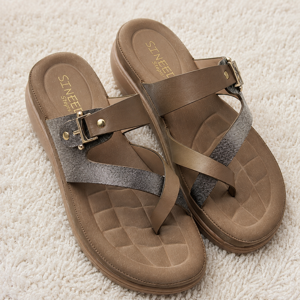 Women's Fashion Thong chapples | Lightweight Air Mix Sole Cushioned Daily Wear Wedges