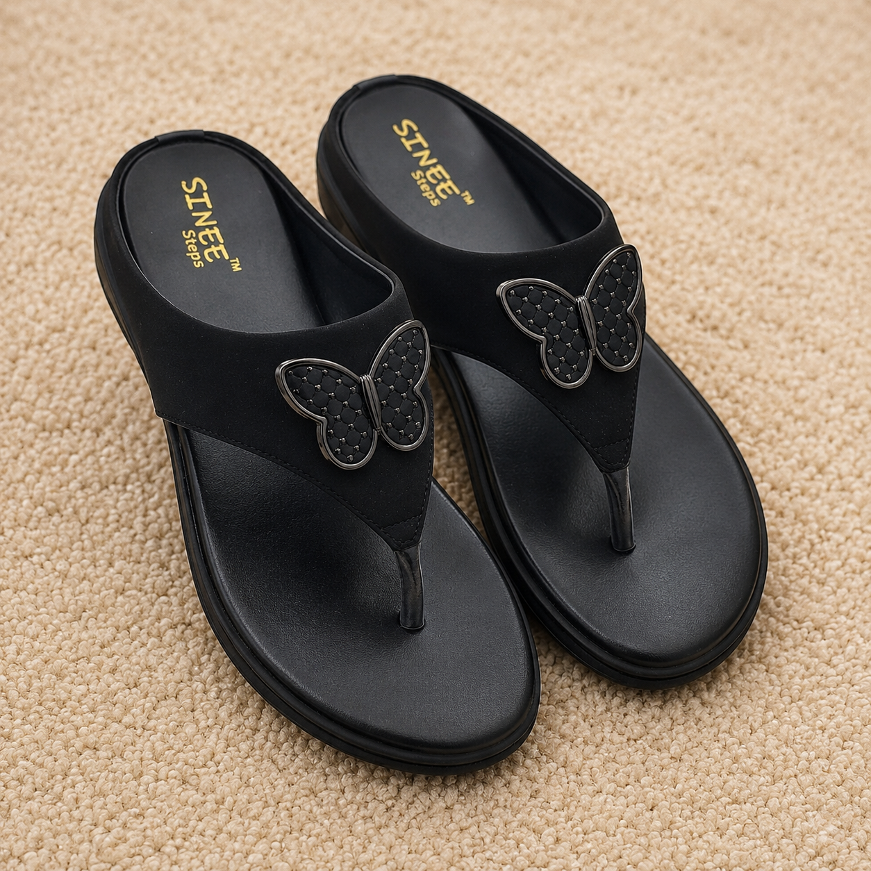 Steps Women's Low Wedge Flat Chapples | Lightweight Air Mix Sole Cushioned Daily Wear Mules