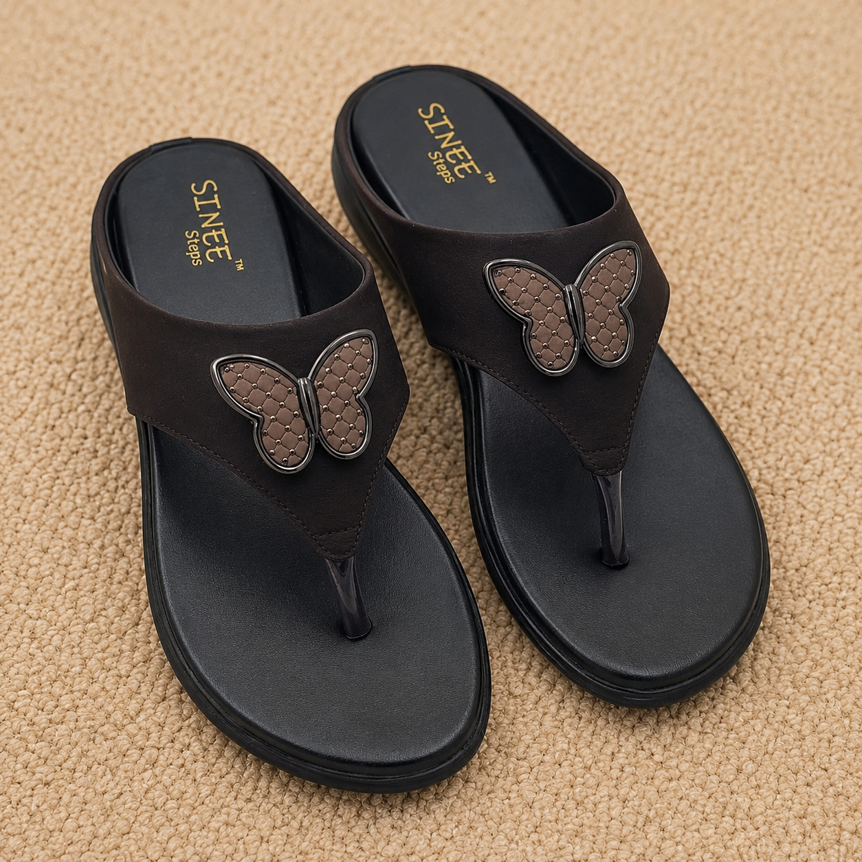 Steps Women's Low Wedge Flat Chapples | Lightweight Air Mix Sole Cushioned Daily Wear Mules