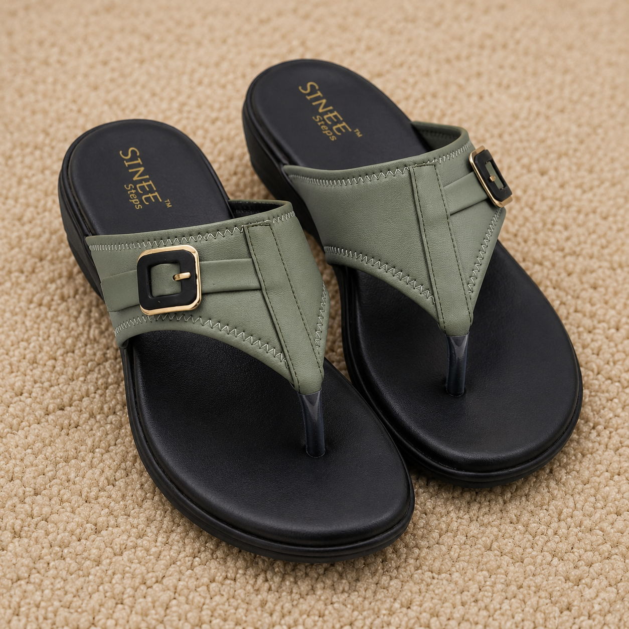 Women's Low Wedge Flat chapples | Lightweight Air Mix Sole Cushioned Daily Wear Mules
