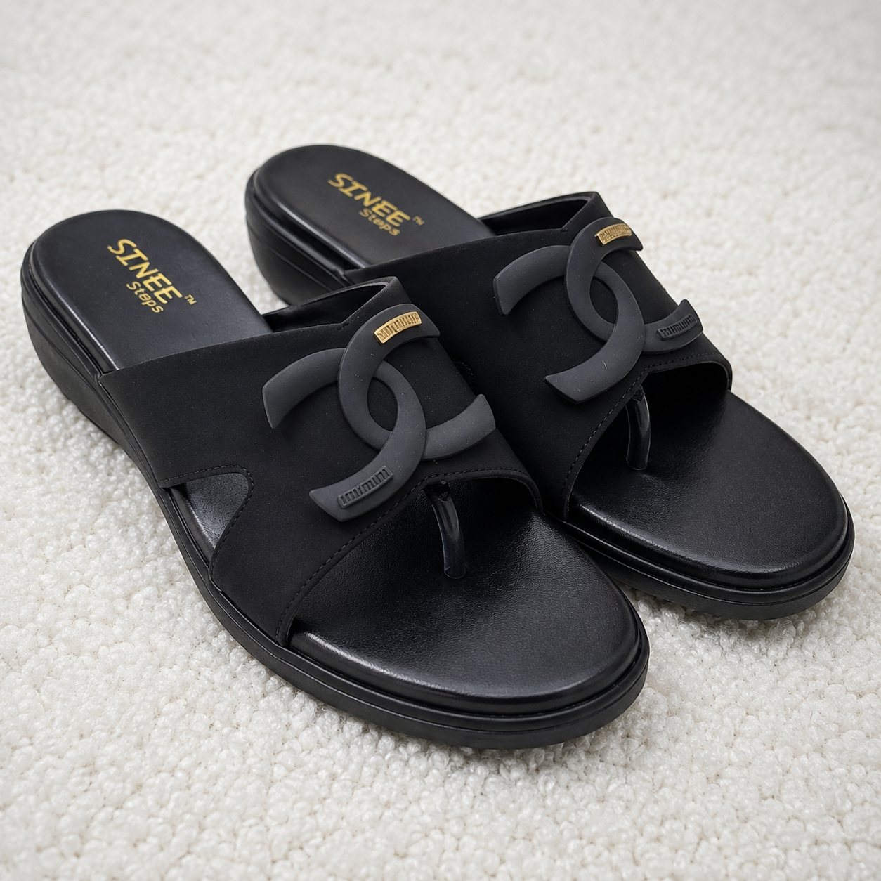 Women's Fashion Low Wedge chapples | Lightweight Air Mix Sole Stretch Lycra Comfort Mules