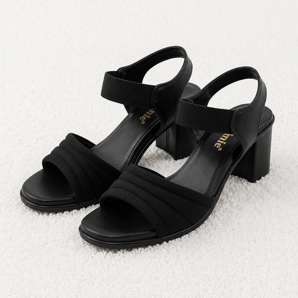 Women’s Block Heel Sandals with Lycra Upper & Cushion Padding