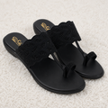 Women's Fashion Toe-Ring chapple | Laser-Cut Leaf Design with Shimmering Accents | Lightweight Air-Mix Sole & Cushioned Comfort Footbed | Stylish Ethnic & Casual Wear Flats