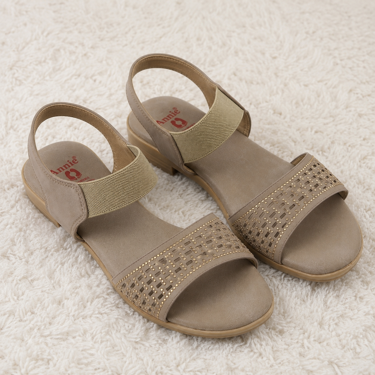 Women's Comfort Backstrap Sandals | Synthetic Lycra Upper with Swarovski Accents | Lightweight PU Sole & Plush Cushion Padding | Stylish Elastic Slip-On Fashion Sandals