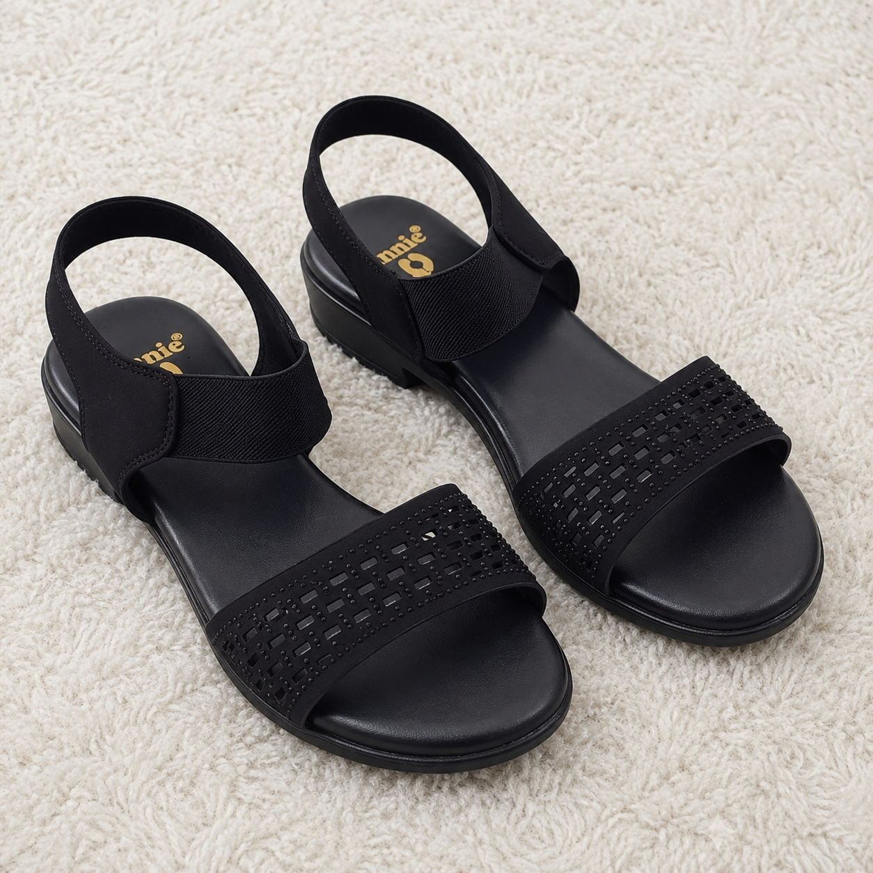 Women's Comfort Backstrap Sandals | Synthetic Lycra Upper with Swarovski Accents | Lightweight PU Sole & Plush Cushion Padding | Stylish Elastic Slip-On Fashion Sandals
