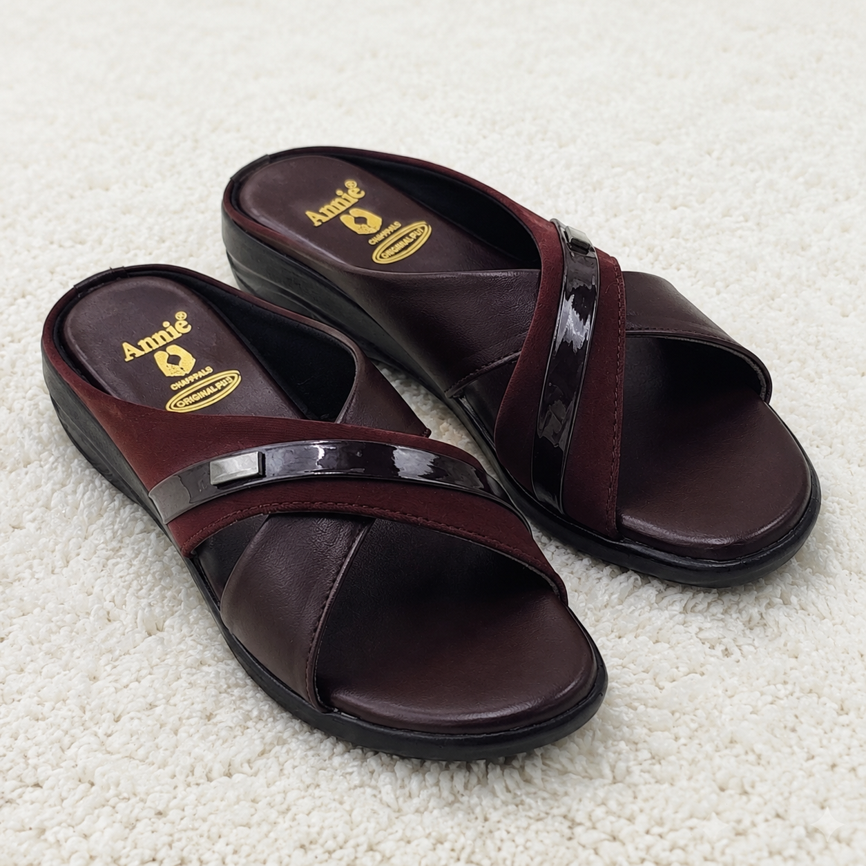 Women's Cross-Strap Wedge Slides | Cushioned PU Sole & Synthetic Upper | Stylish Slip-On Comfort Sandals