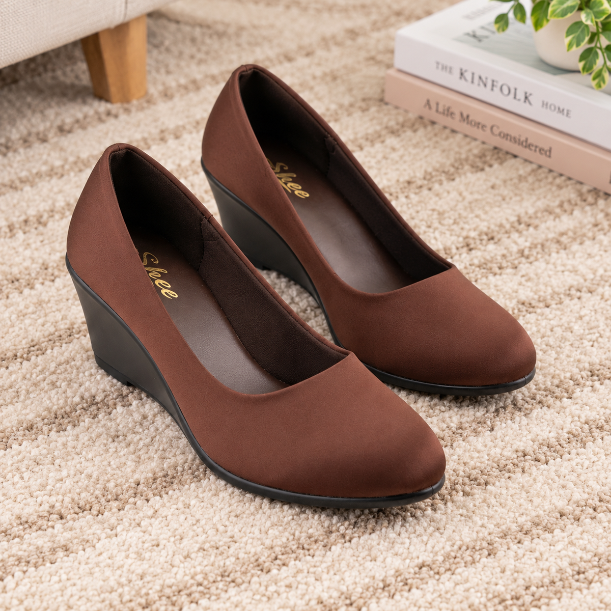 Women’s Lycra Wedge Pumps with PU Sole and Cushion Padding | Stylish Slip-On Formal & Casual Heels