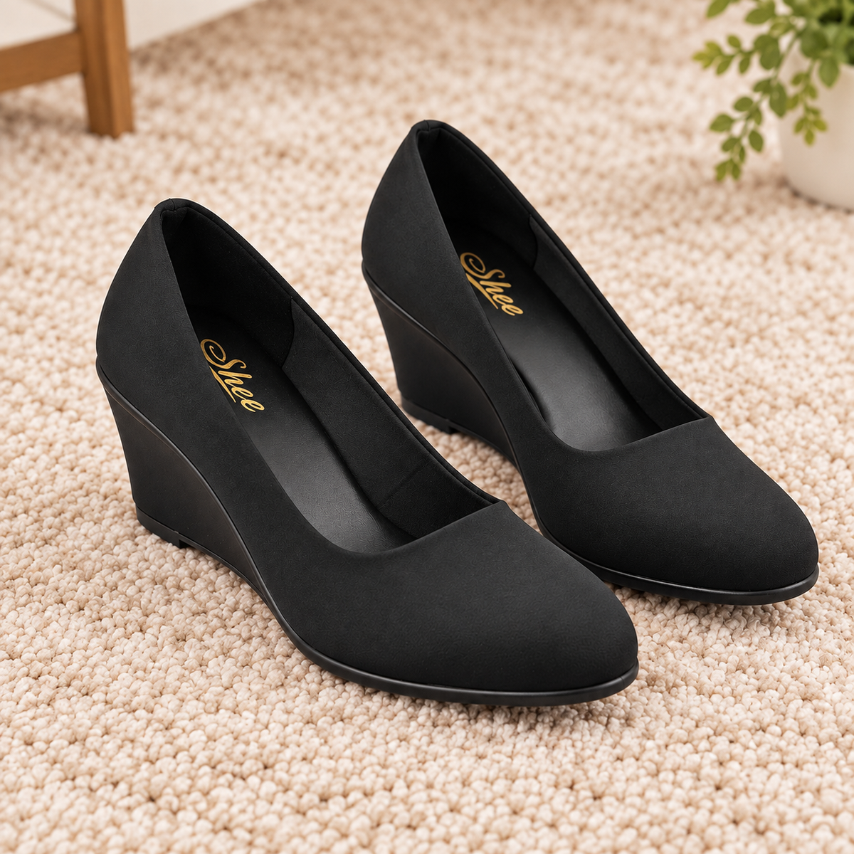 Women’s Lycra Wedge Pumps with PU Sole and Cushion Padding | Stylish Slip-On Formal & Casual Heels