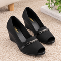 Women’s Lycra Wedge Pumps with PU Sole, Cushion Padding & Stylish Buckle Detail