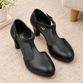 Women’s Synthetic High Heel Pumps with T-Strap Design, PU Sole & Cushion Padding
