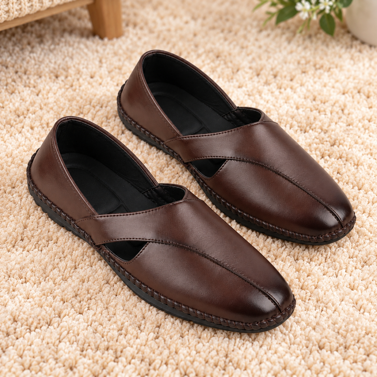 Men's Synthetic Casual Slip-On Loafers , Cushioned Footbed and Rubber Sole | Stylish Everyday Comfort Shoes for Men