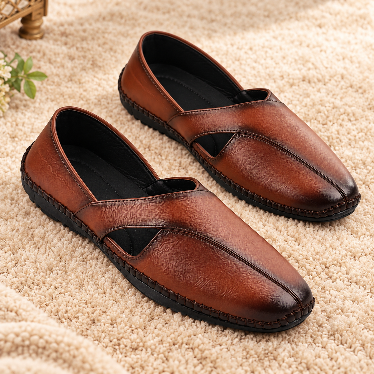 Men's Synthetic Casual Slip-On Loafers , Cushioned Footbed and Rubber Sole | Stylish Everyday Comfort Shoes for Men