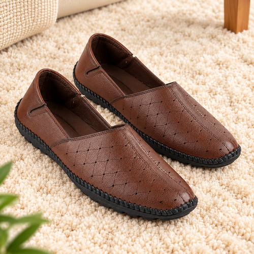 Men's Casual Slip-On Loafers with Synthetic Upper, Cushioned Footbed and Rubber Sole | Stylish Everyday Comfort Shoes for Men | Black & Brown