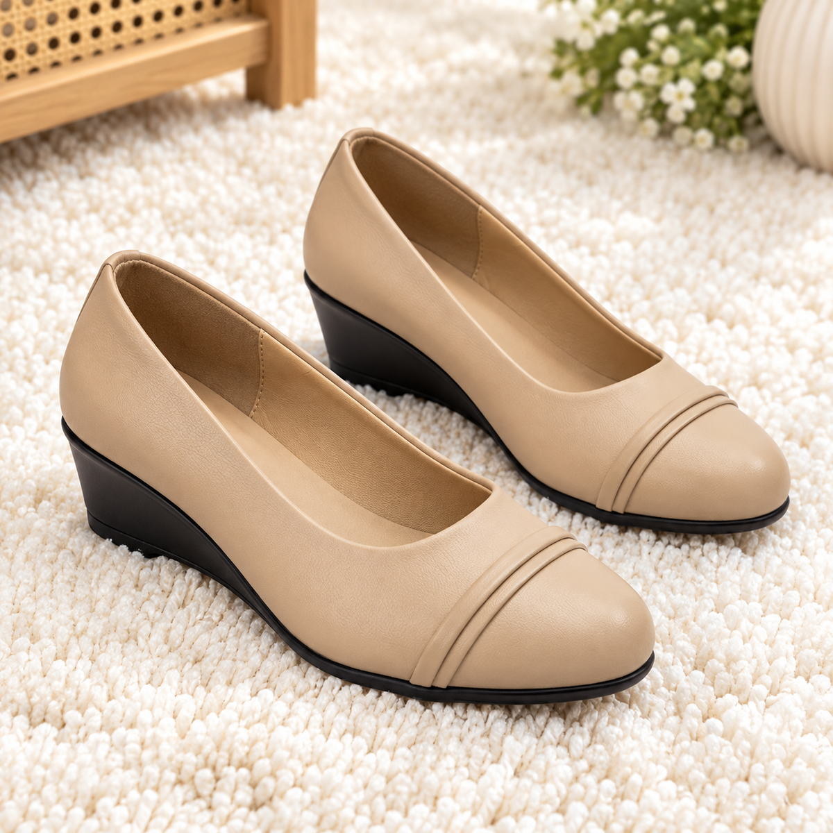 Women's Fashion Comfortable Wedge Heel Bellies with Synthetic Upper, PU Sole & Cushioned Footbed (Copy)