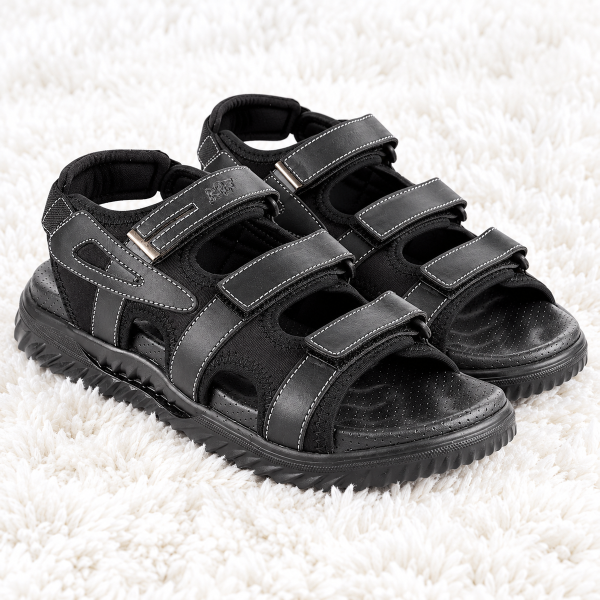 Men's Casual Outdoor Sandals with Synthetic Upper, PU Sole, Cushioned Footbed & Adjustable Hook and Loop Straps