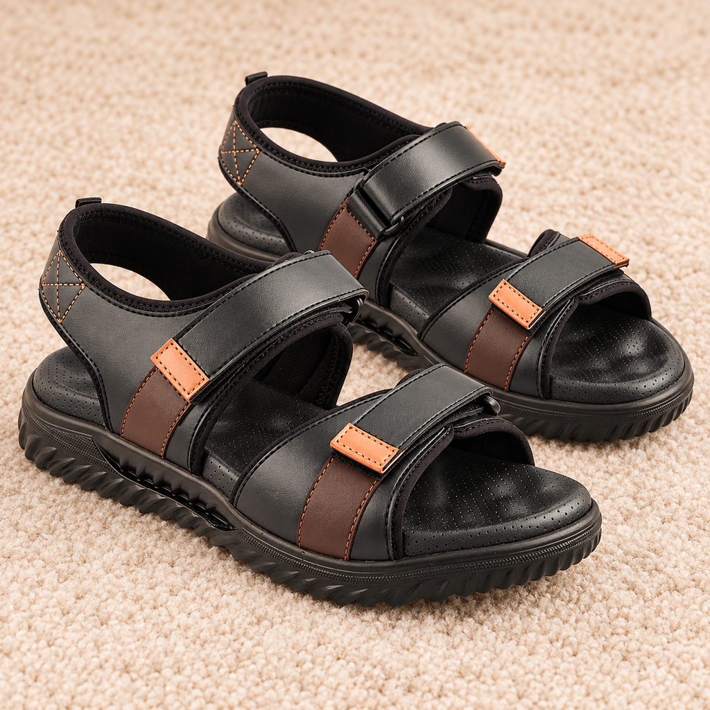 Men's Casual Sports Sandals with Synthetic Upper, Adjustable Straps, Cushioned Footbed and Lightweight PU Sole
