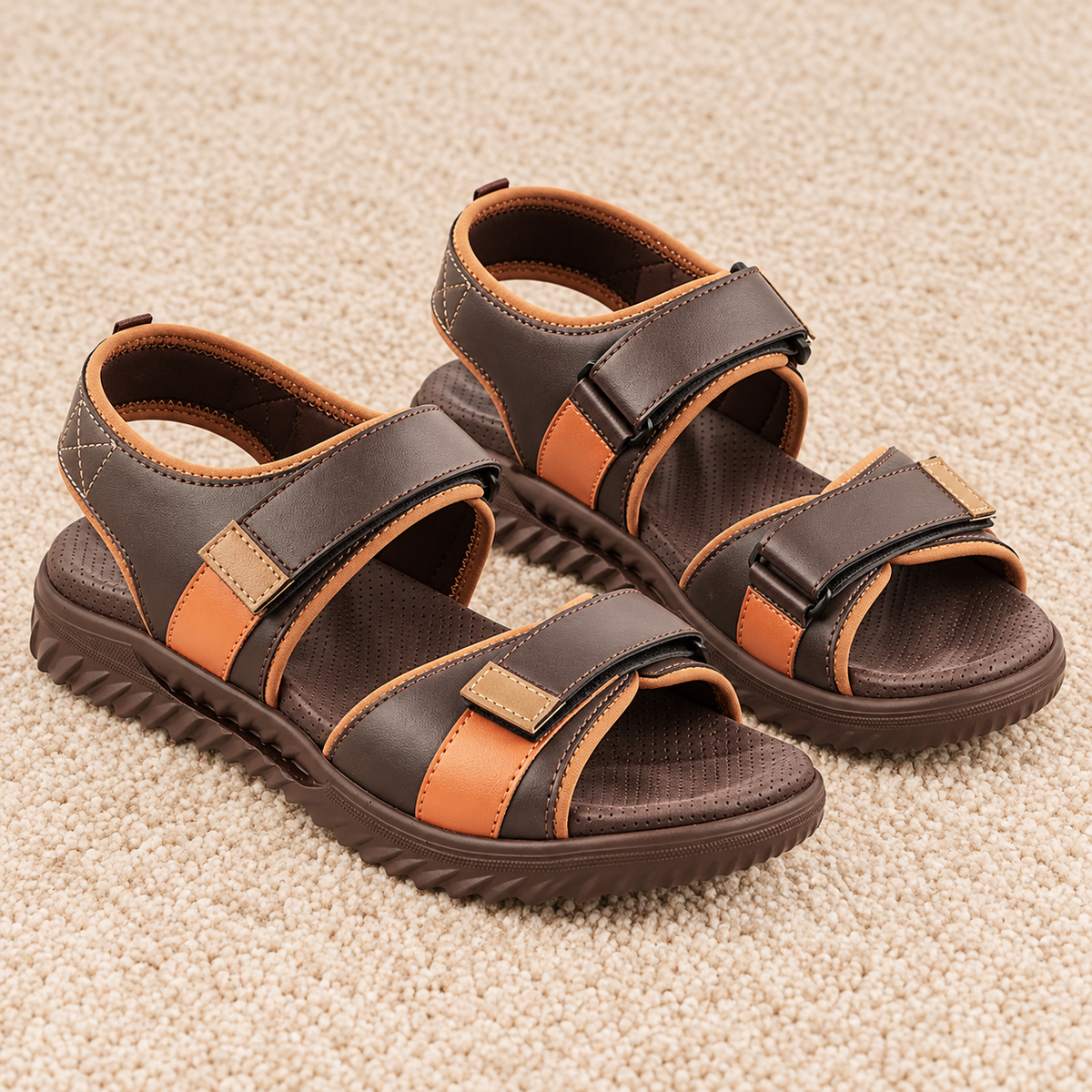 Men's Casual Sports Sandals with Synthetic Upper, Adjustable Straps, Cushioned Footbed and Lightweight PU Sole