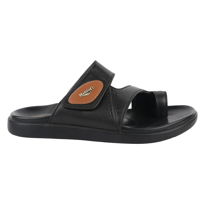 Medifeet Men's Casual Slip-On chapples with Synthetic Upper, Adjustable Strap, Cushioned Footbed and Lightweight PU Sole