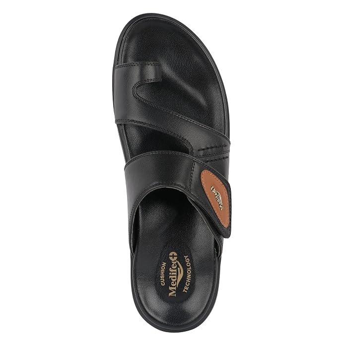 Medifeet Men's Casual Slip-On chapples with Synthetic Upper, Adjustable Strap, Cushioned Footbed and Lightweight PU Sole