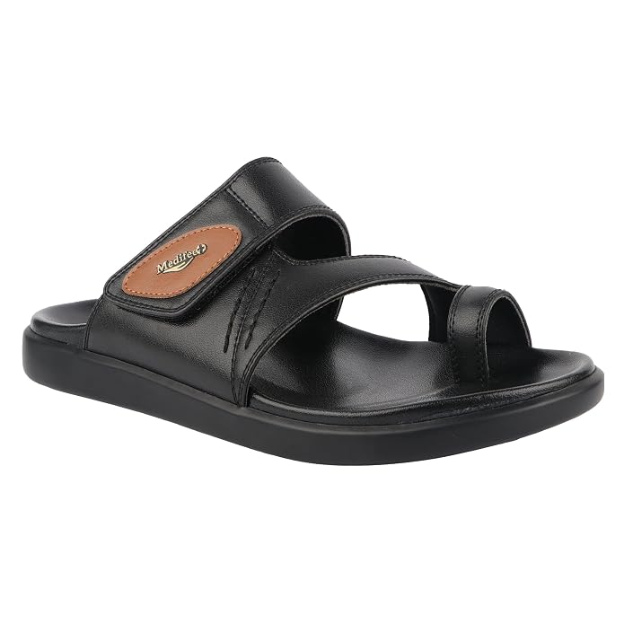 Medifeet Men's Casual Slip-On chapples with Synthetic Upper, Adjustable Strap, Cushioned Footbed and Lightweight PU Sole