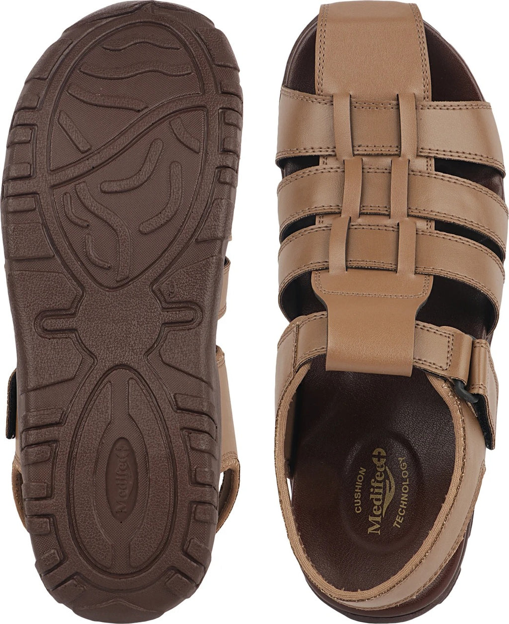 Men's Casual Closed-Toe Sandals with Synthetic Upper, PU Sole, Cushioned Footbed and Adjustable Hook & Loop Strap