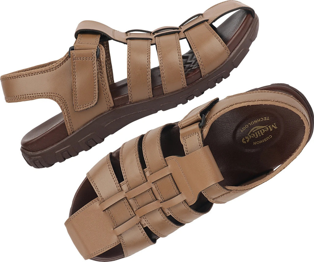 Men's Casual Closed-Toe Sandals with Synthetic Upper, PU Sole, Cushioned Footbed and Adjustable Hook & Loop Strap
