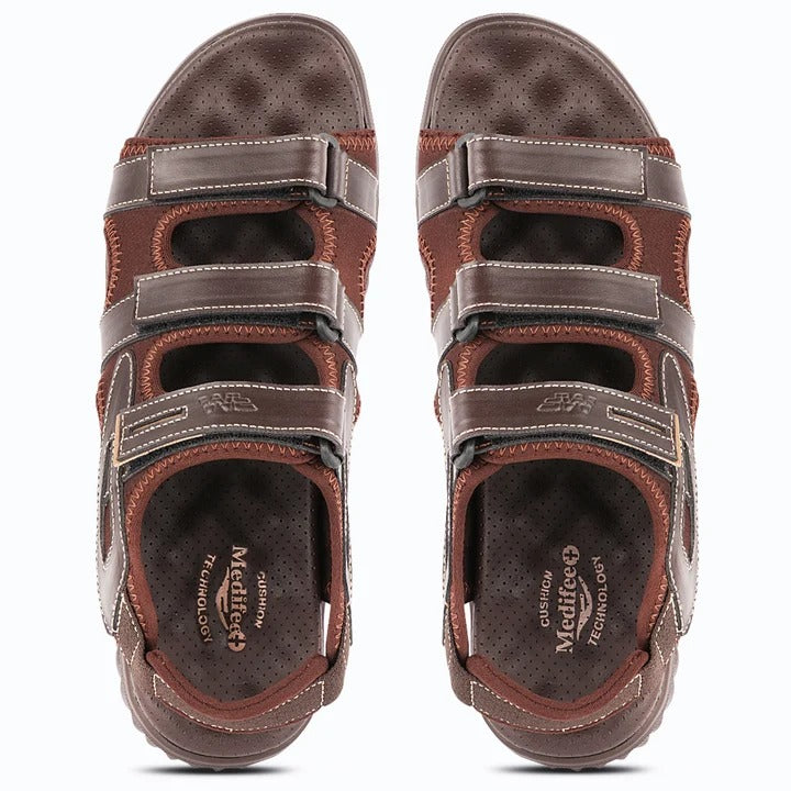 Men's Casual Outdoor Sandals with Synthetic Upper, PU Sole, Cushioned Footbed & Adjustable Hook and Loop Straps
